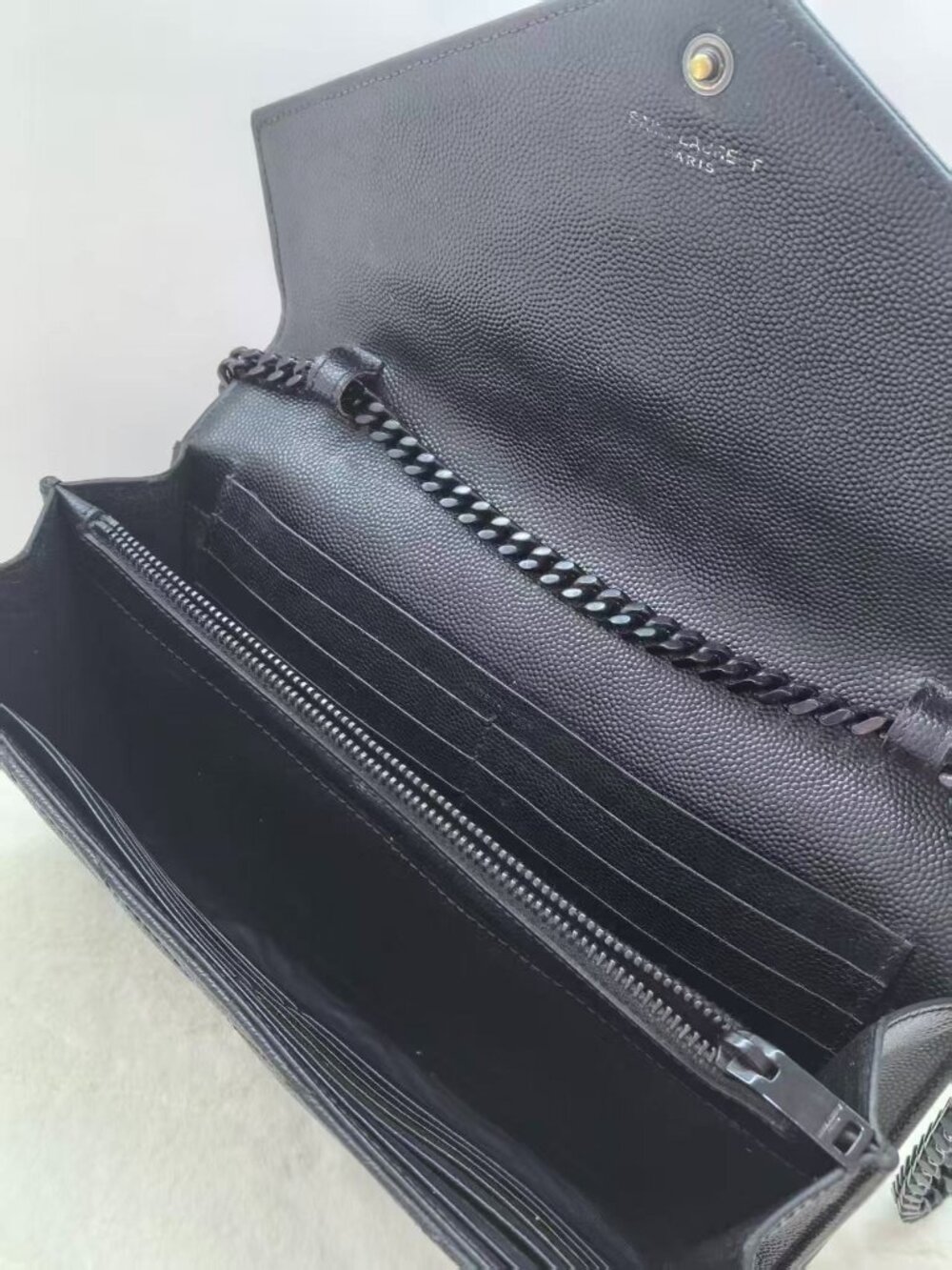 SAINT LAURENT YSL Envelope Black Label Logo Leather Envelope Bag - Picture 3 of 6